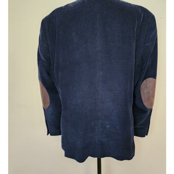 Tommy Hilfiger Courduroy 2 Button Blazer Elbow Patch Men's Navy Size 40S - Picture 2 of 8